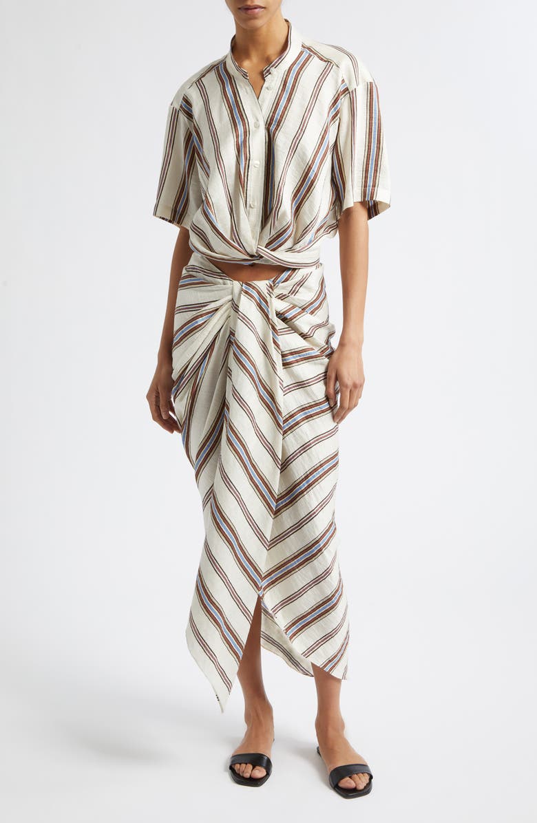 A.L.C. Rhodes Stripe Linen Blend Skirt, Alternate, color, Panna Multi