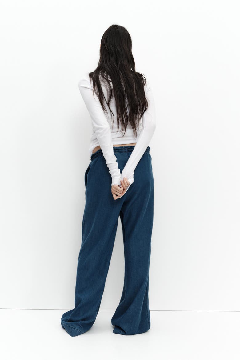 Mama Wide-leg Paper-bag Pants, Alternate, color, Denim blue