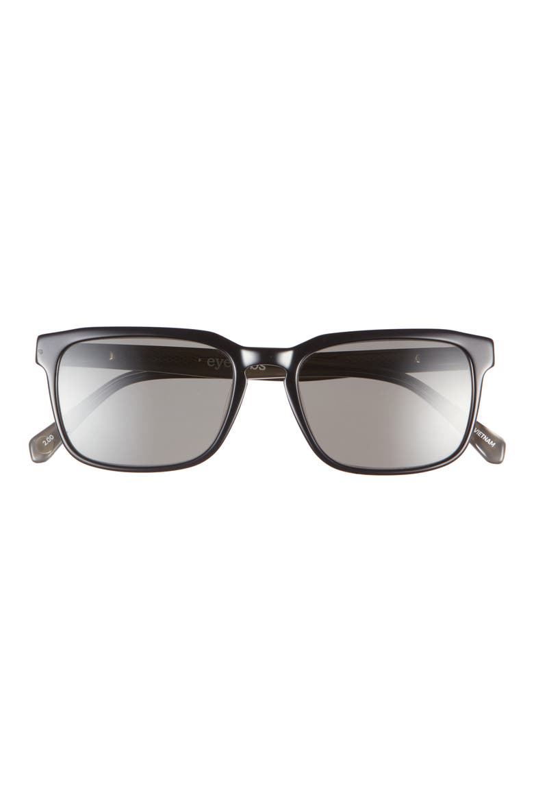 Seymour Glass 52mm Polarized Rectangular Sunglasses, Main, color, BLACK / SILVER / GREY