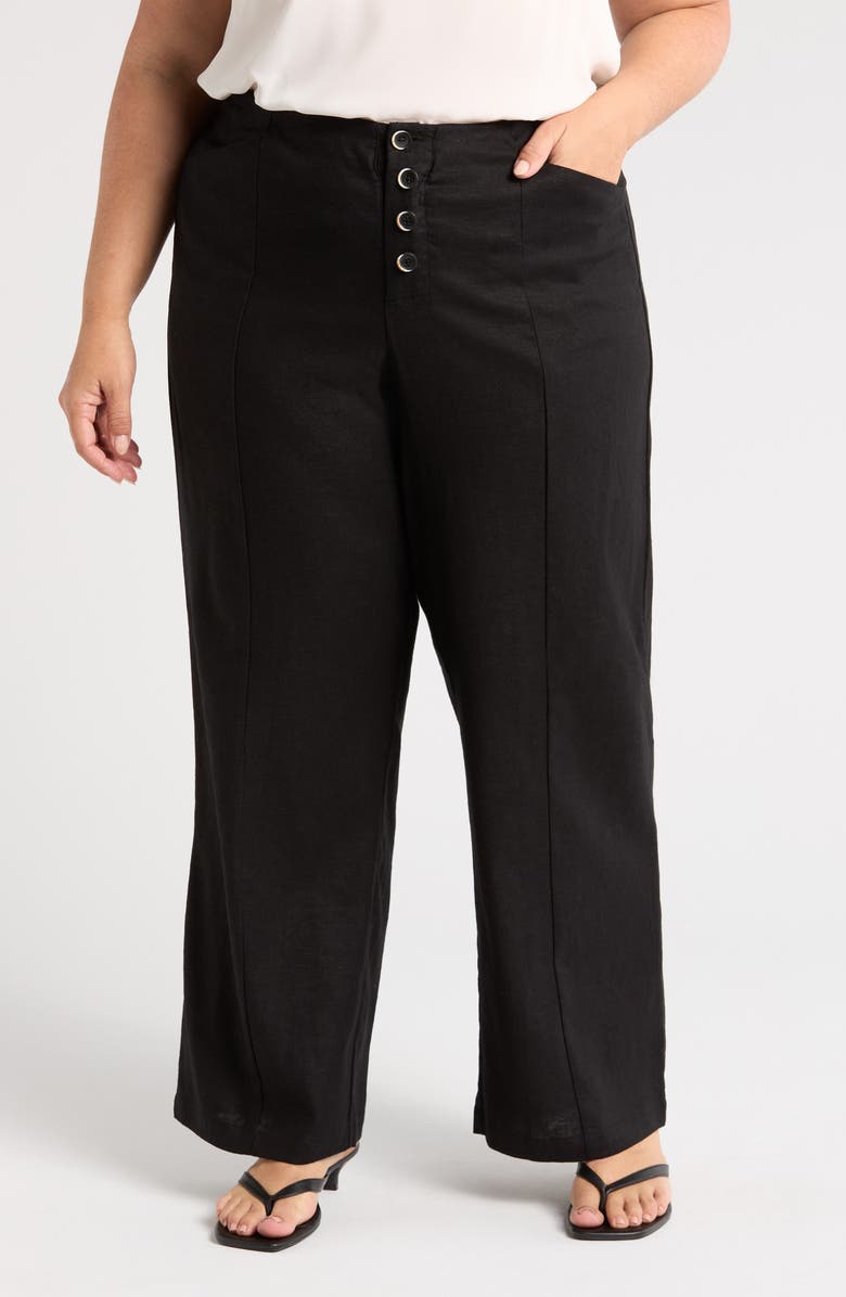 Universal Standard Coastal Midweight High Waist Linen Blend Pants, Main, color, 