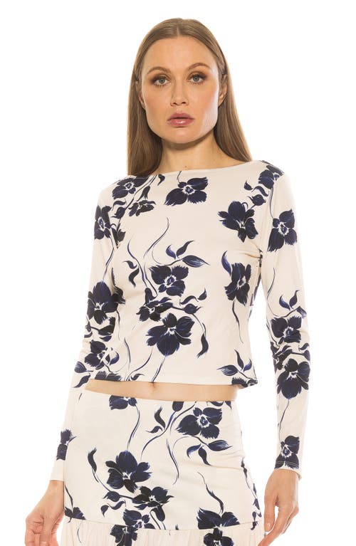 Alexia Admor Dahlia Boat Neck Top In Blue Floral
