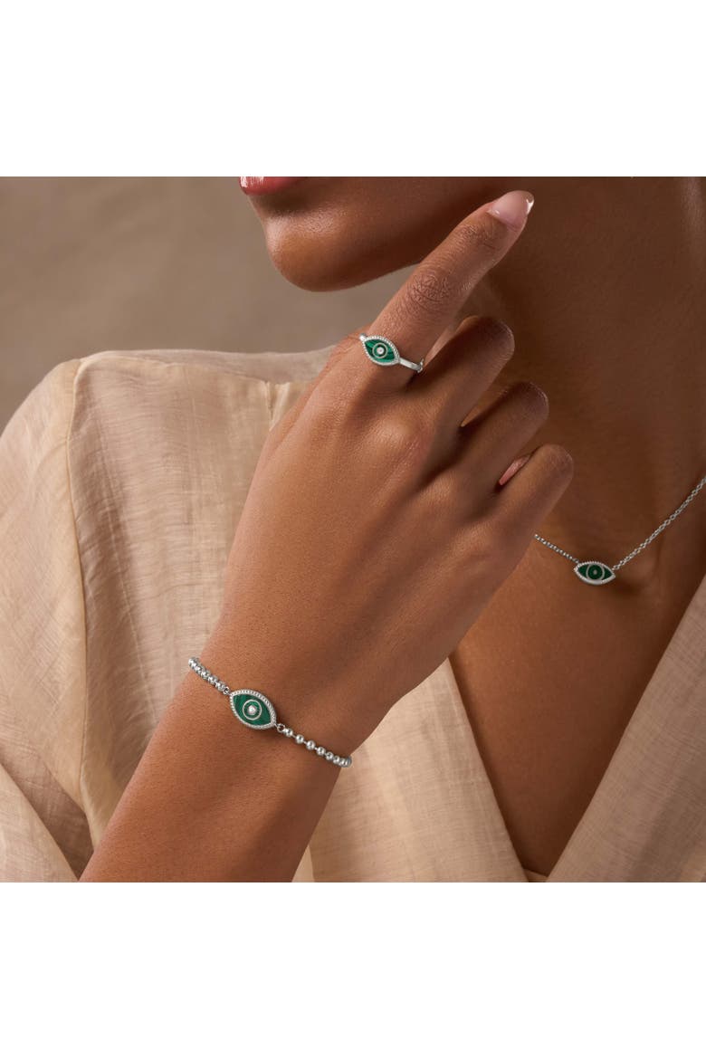 Evil Eye Malachite Chain Women's Bracelet in Sterling Silver - Constant Guardian, Alternate, color, Silver/Green
