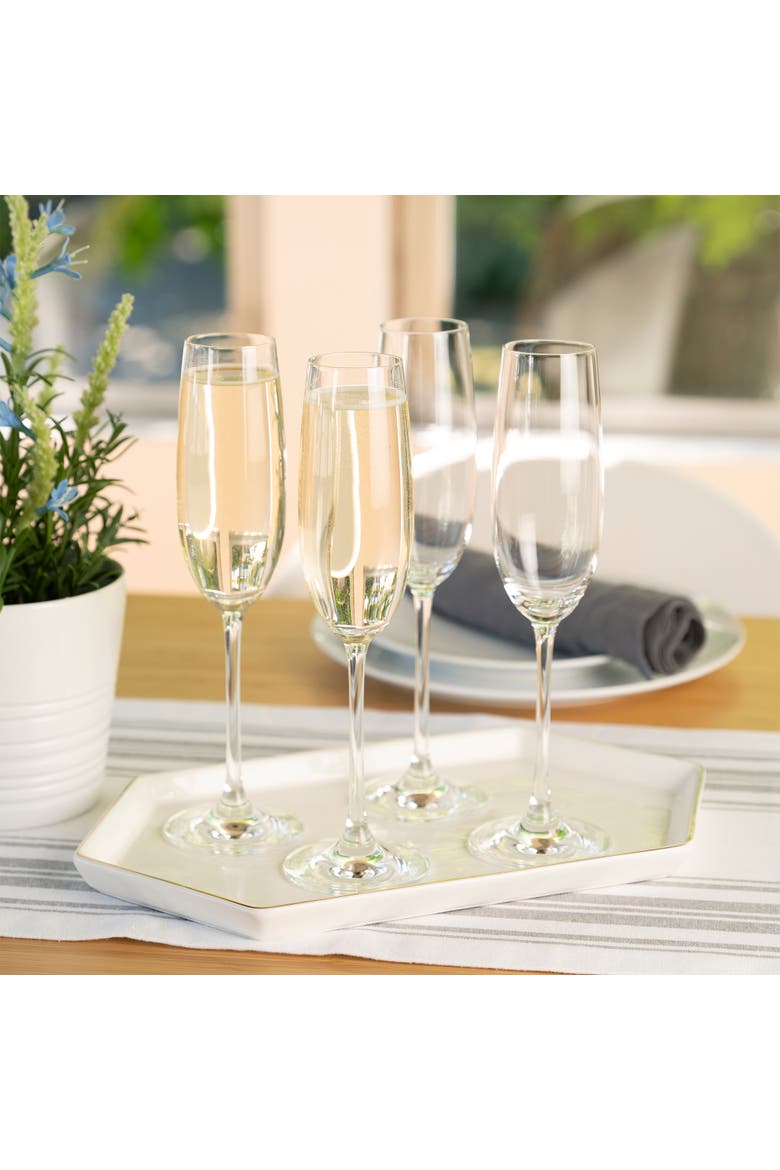 Salute Champagne Flute Glass Set of 4, Alternate, color, Clear