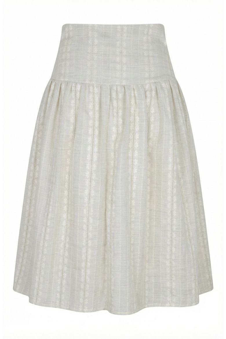 Textured Smocked Waist Gathered A-Line Skirt, Alternate, color, Ivory
