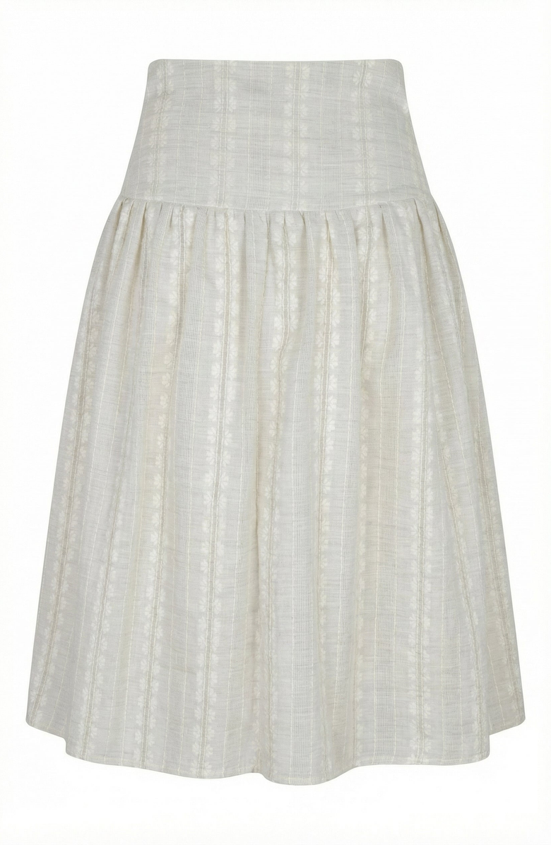 Modenaire Textured Smocked Waist Gathered A-Line Skirt, Alternate, color, Ivory