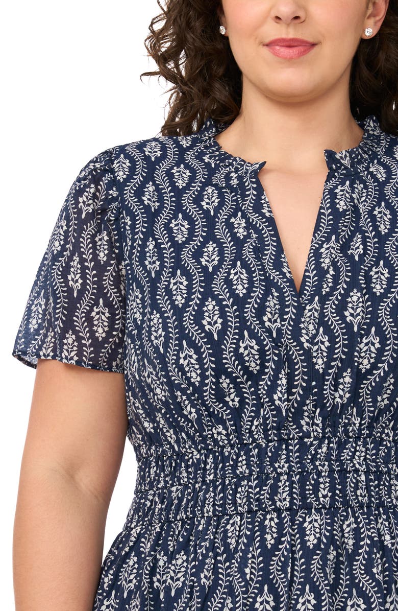 CeCe Print Smocked Waist Maxi Dress, Alternate, color, Classic Navy