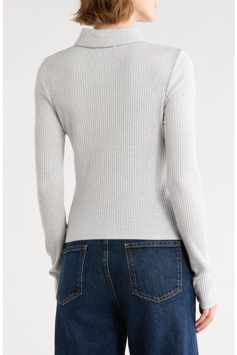 Eden Ribbed Polo Top, Alternate, color, HEATHER GREY