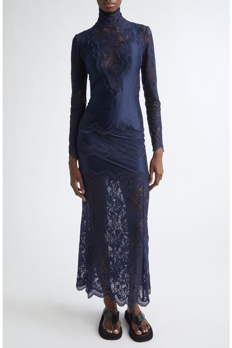 Lace & Jersey Long Sleeve Top, Alternate, color, DEEP NAVY