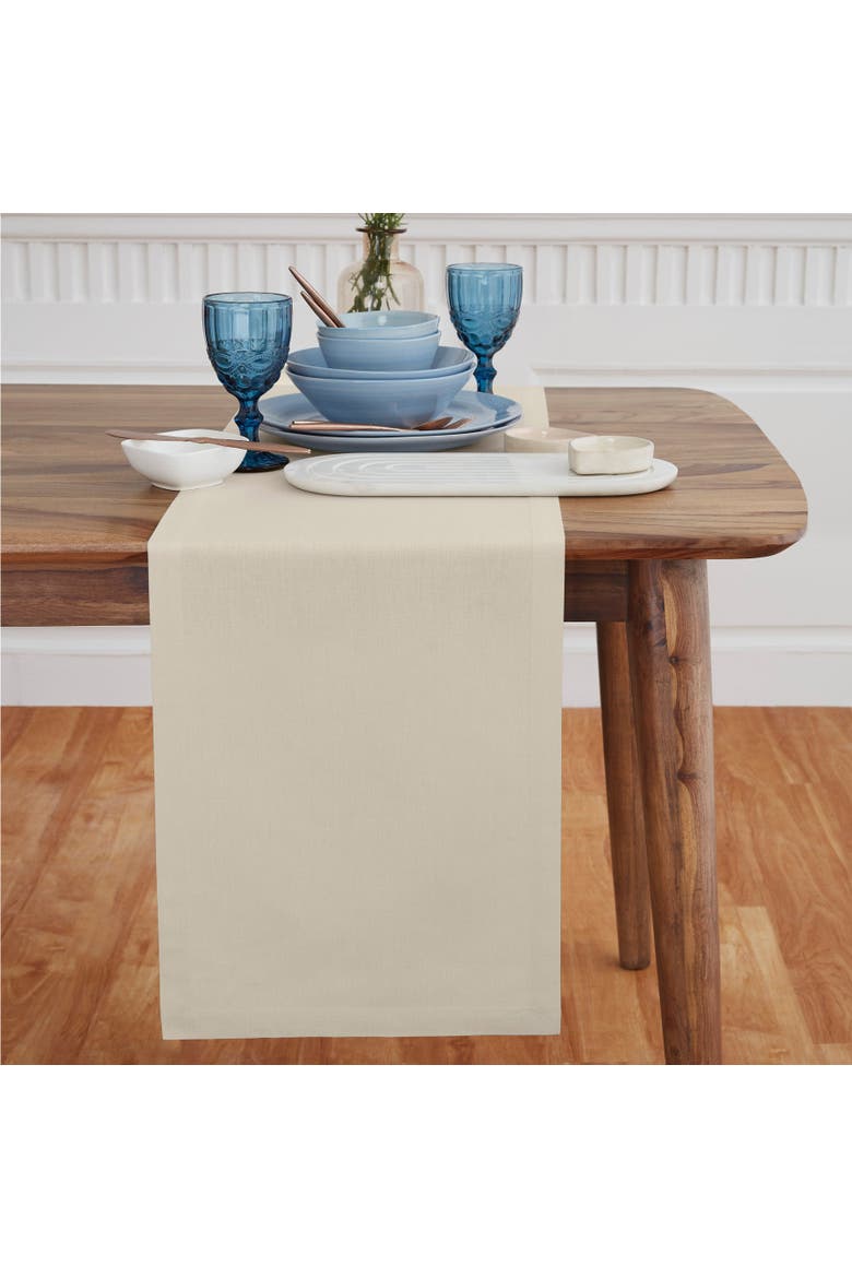 Dru Cotton Linen Solid Table Runner, Main, color, Linen