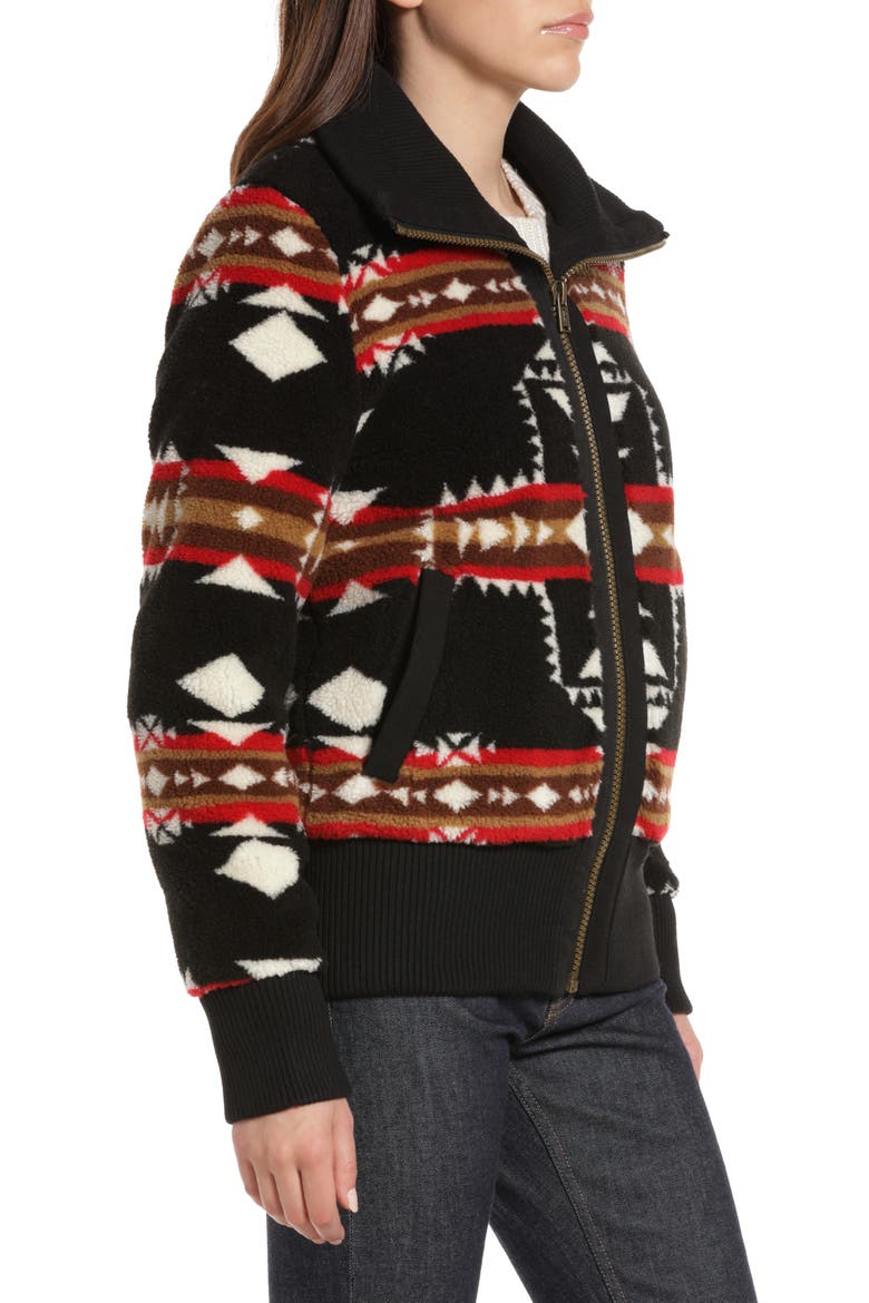 Foxglove Fleece Bomber Jacket, Alternate, color, CROSSROADS BLACK