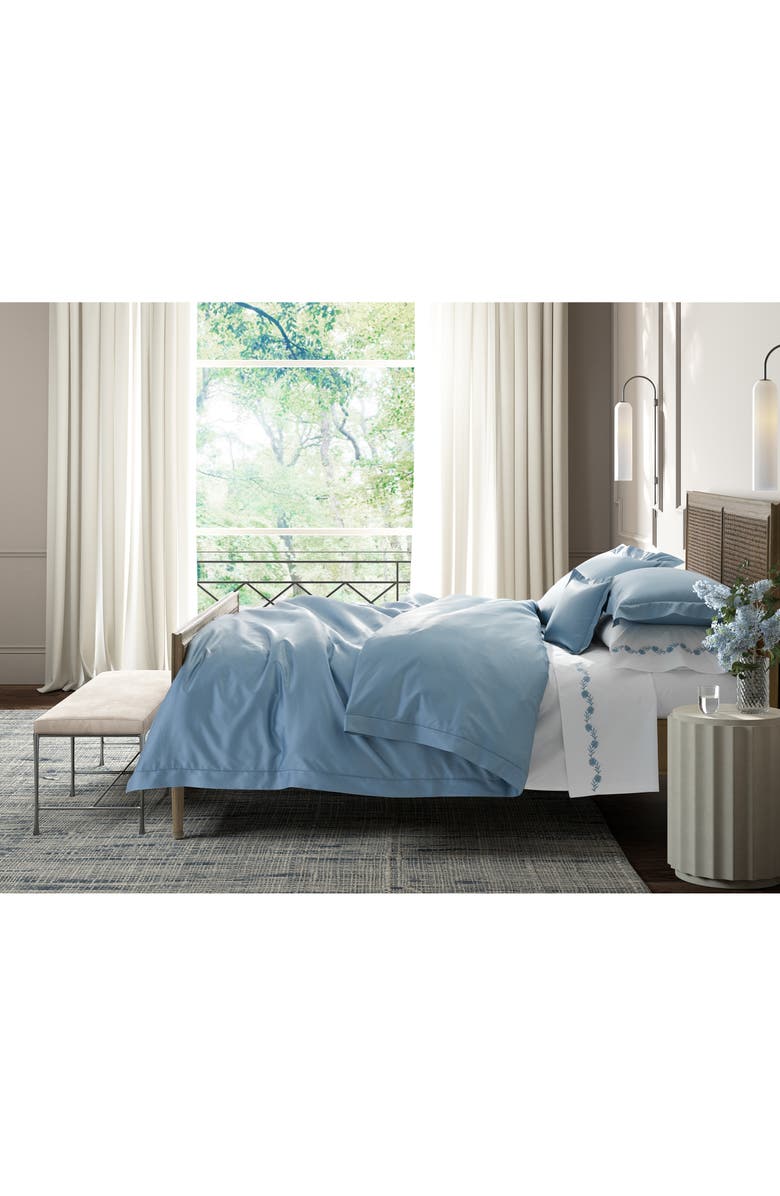 Matouk Talita Satin Stitch Duvet Cover, Alternate, color, Hazy Blue