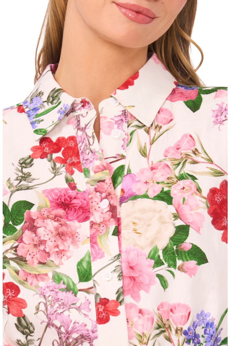 Charlie Floral Linen Midi Shirtdress, Alternate, color, ULTRA WHITE
