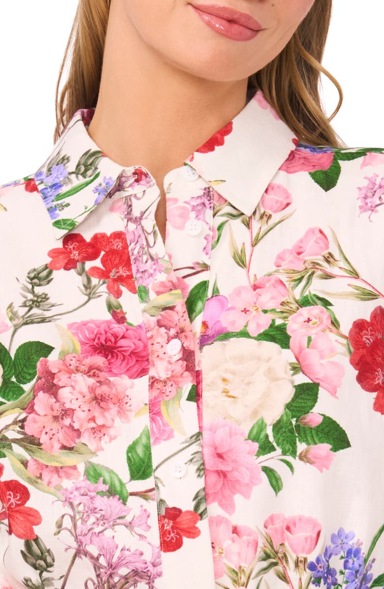 Ted Baker Charlie Floral Linen Midi Shirtdress, Alternate, color, Ultra White