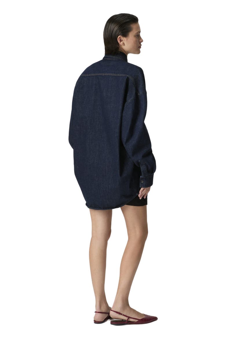 Cotton Denim Overshirt With Logo Patch, Alternate, color, Dark Blue