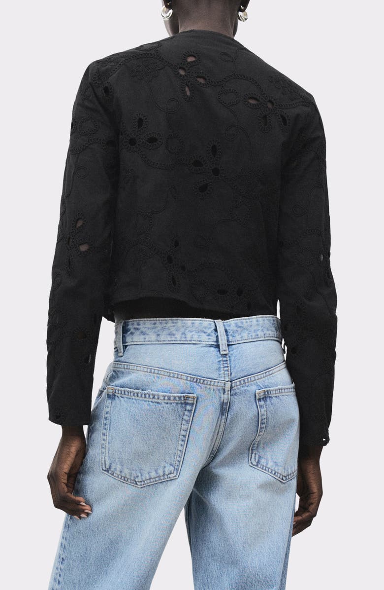 MANGO Embroidered Shirt, Alternate, color, Black