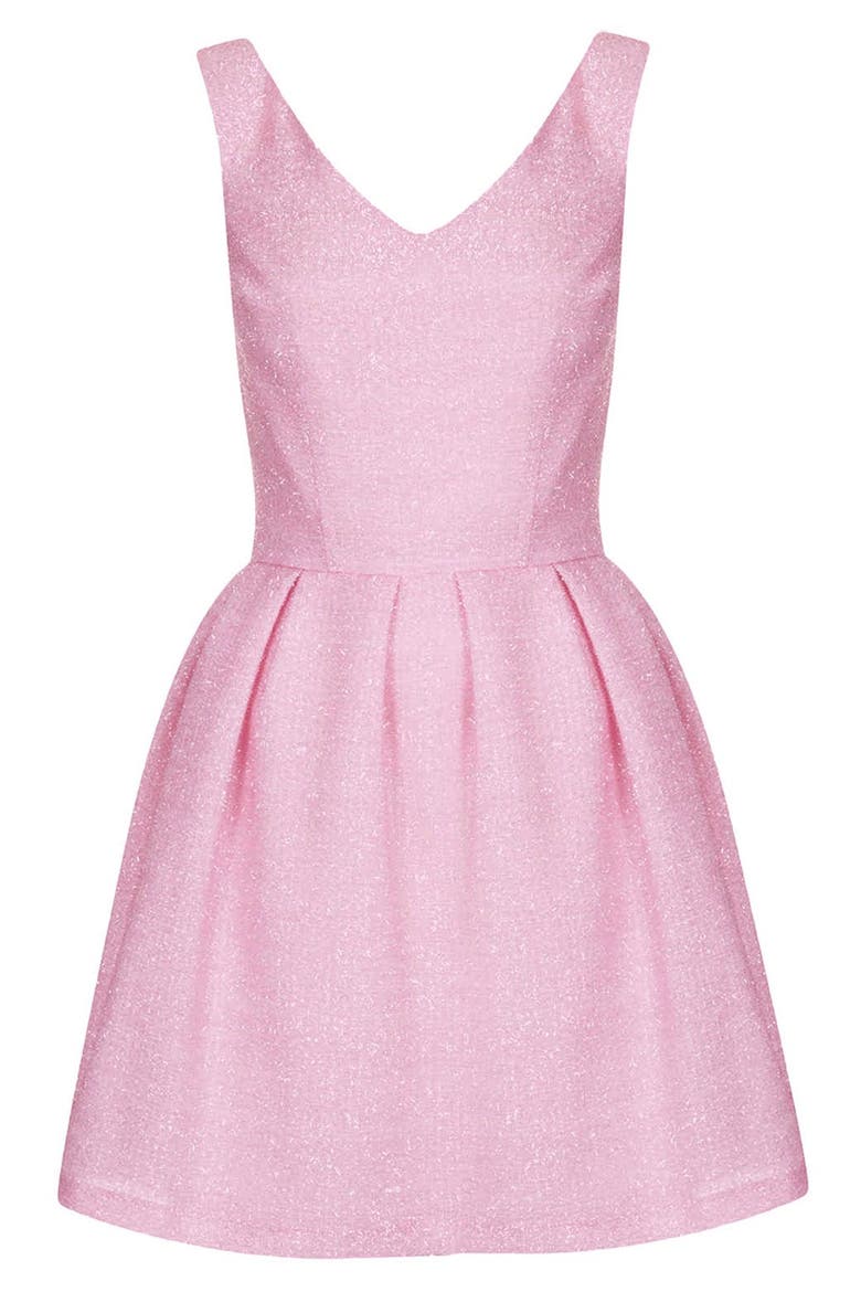 Fluffy Fit & Flare Dress, Alternate, color, PINK