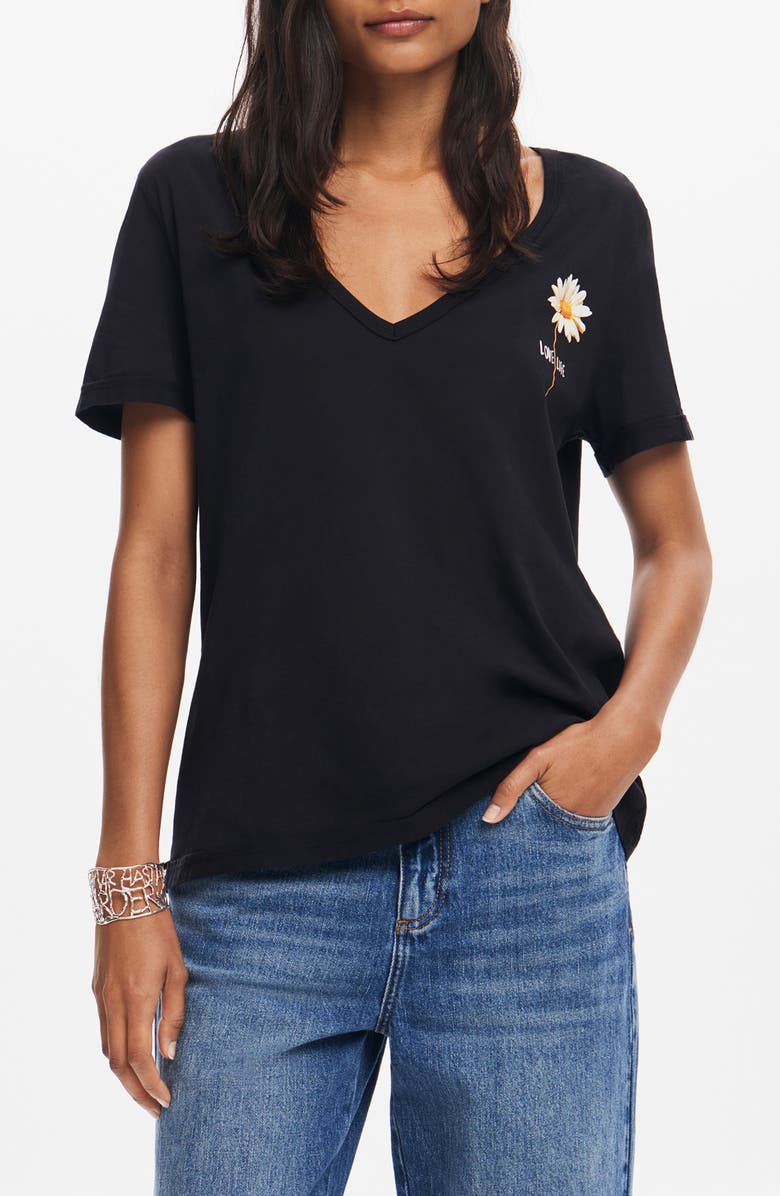 Desigual Vini Floral Cotton Graphic T-Shirt, Main, color,