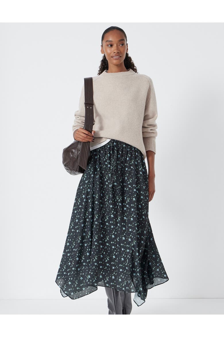 Kaia Chiffon Hanky Hem Skirt, Alternate, color, Ditsy Floral Black