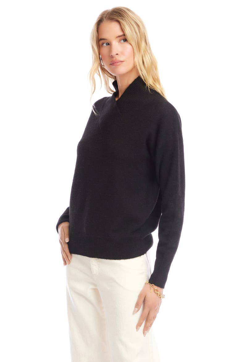 Crossover Collar Sweater, Alternate, color, BLACK