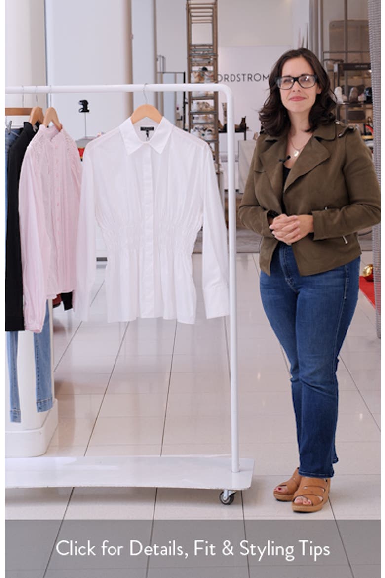 Blythe Cotton Smocked Waist Peplum Button-Up Shirt video