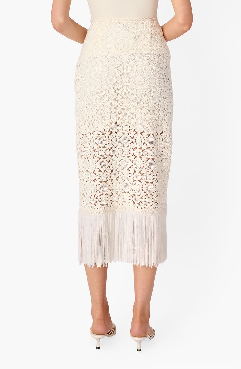 CAMI NYC Veezia Fringe Hem Open Stitch Midi Skirt, Alternate, color, Ceramic