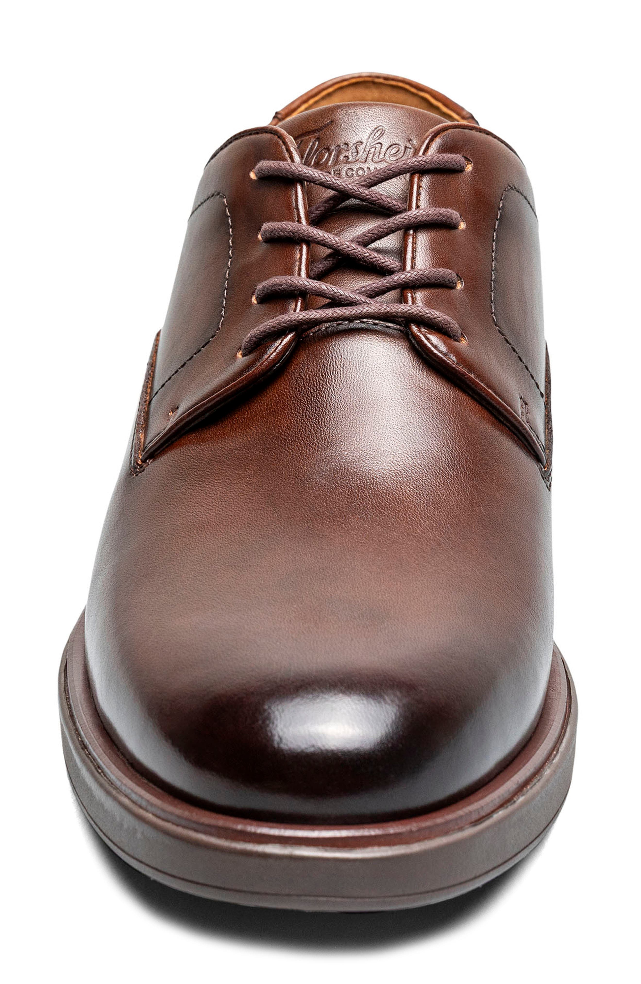 Avenue Plain Toe Leather Derby, Alternate, color, BROWN