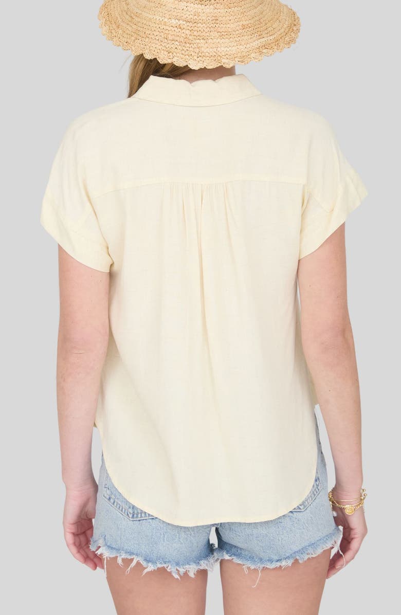 Blu Pepper Solid Short Sleeve Button-Up Shirt, Alternate, color, Butter Yellow