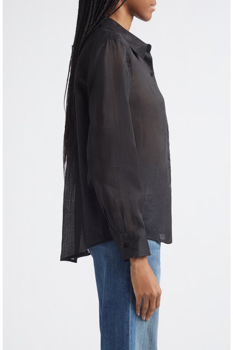 Ellery Ramie Button-Up Shirt, Alternate, color, BLACK