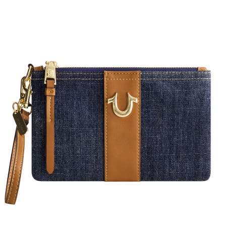 Horseshoe Denim Wristlet Pouch