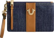 True Religion Horseshoe Denim Wristlet Pouch