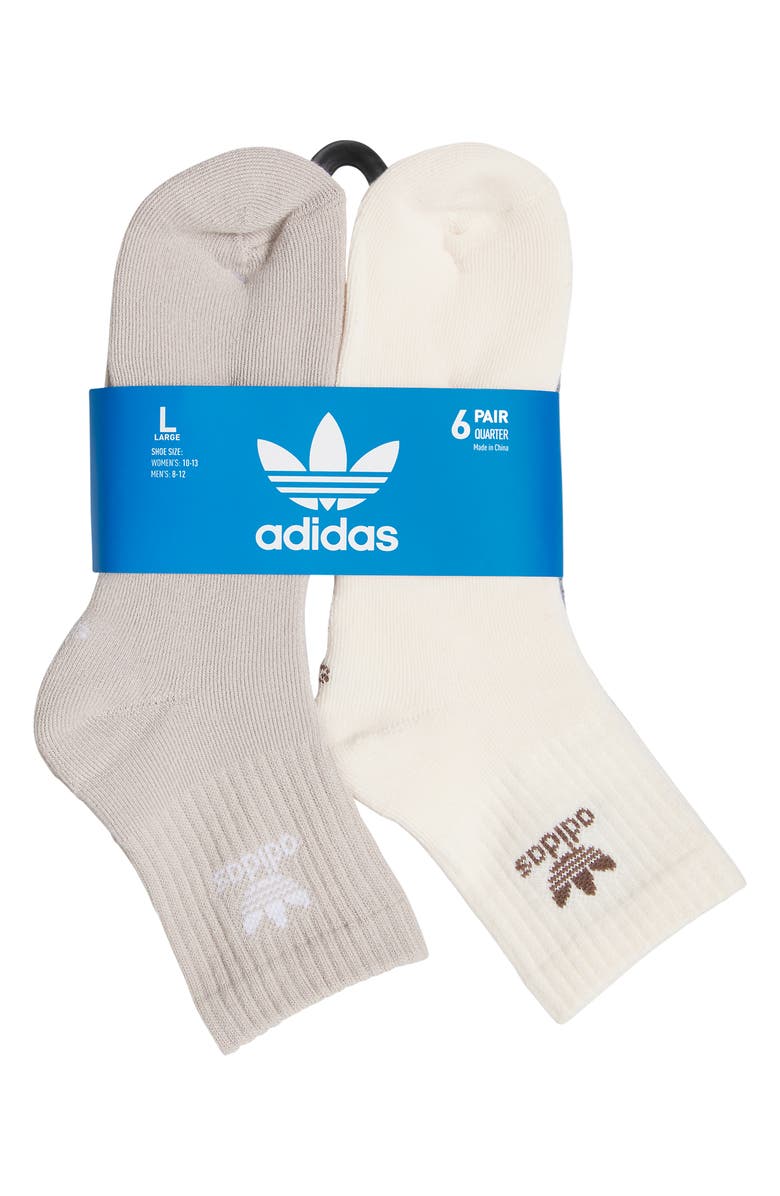 adidas Originals Trefoil 6-Pack Quarter Socks, Alternate, color, 