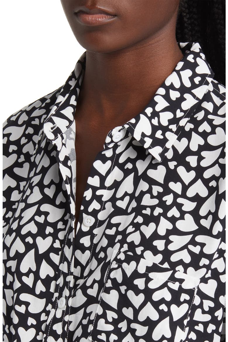 Kathryn Heart Print Button-Up Shirt, Alternate, color, AMORE