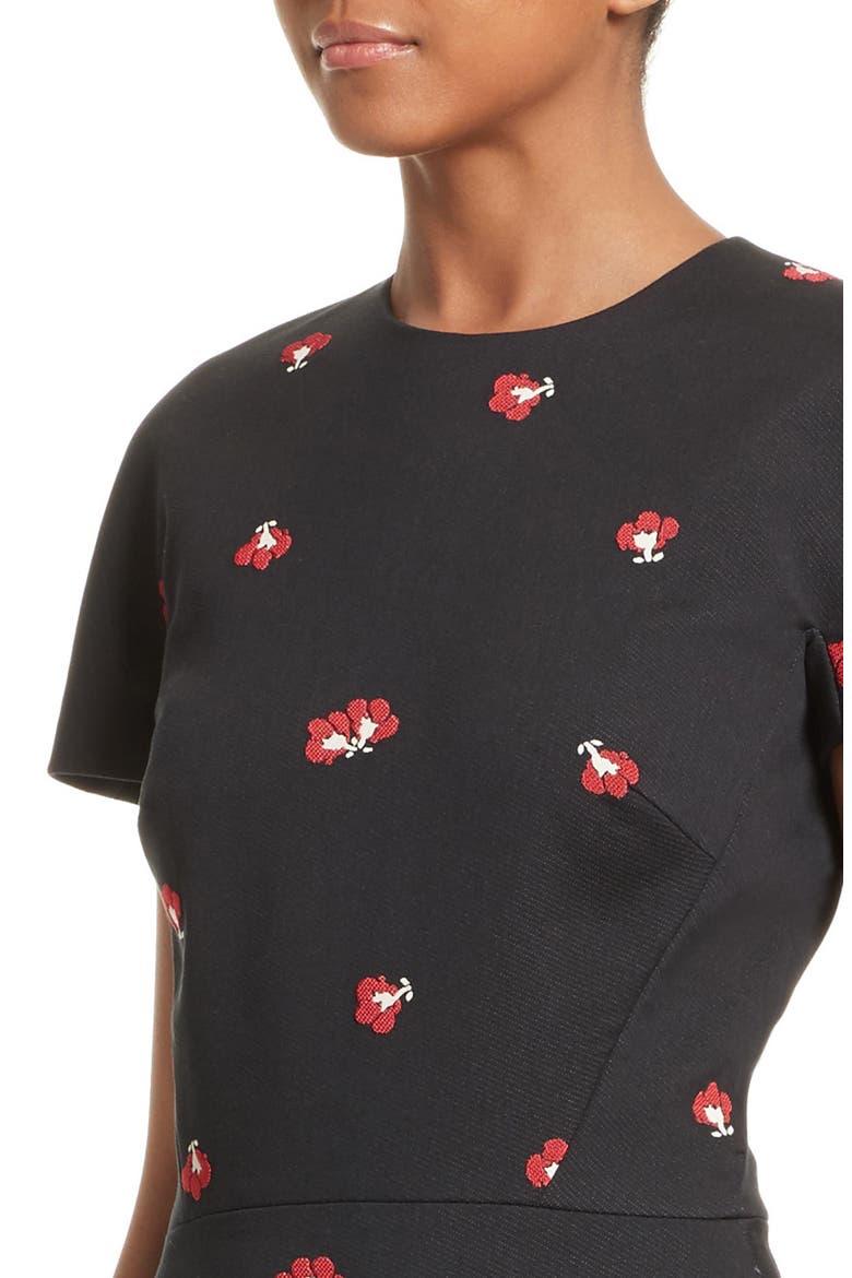 Flower Print Pencil Dress, Alternate, color, BLACK/ RED