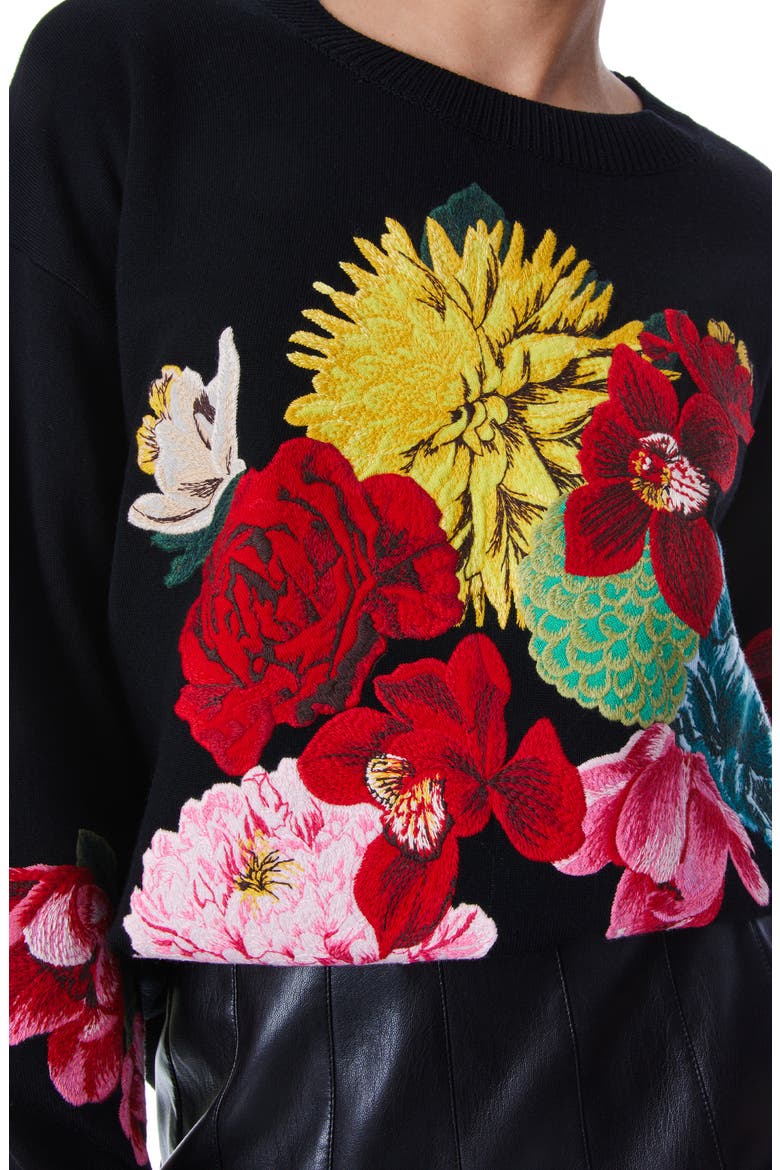 Belva Floral Jacquard Stretch Wool Crewneck Sweater, Alternate, color, MULTI