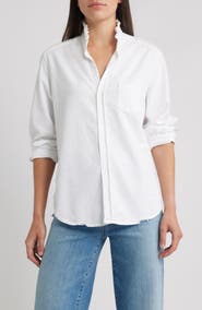 Frank & Eileen Ruffle Collar Relaxed Button Up Shirt