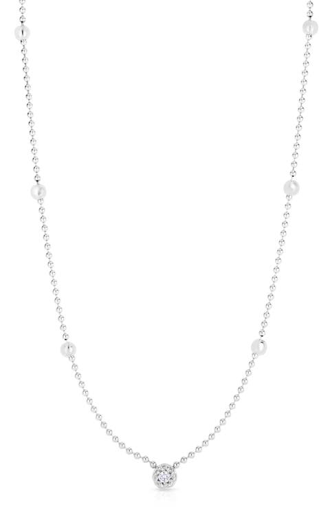 Diamond Pendant Beaded Necklace