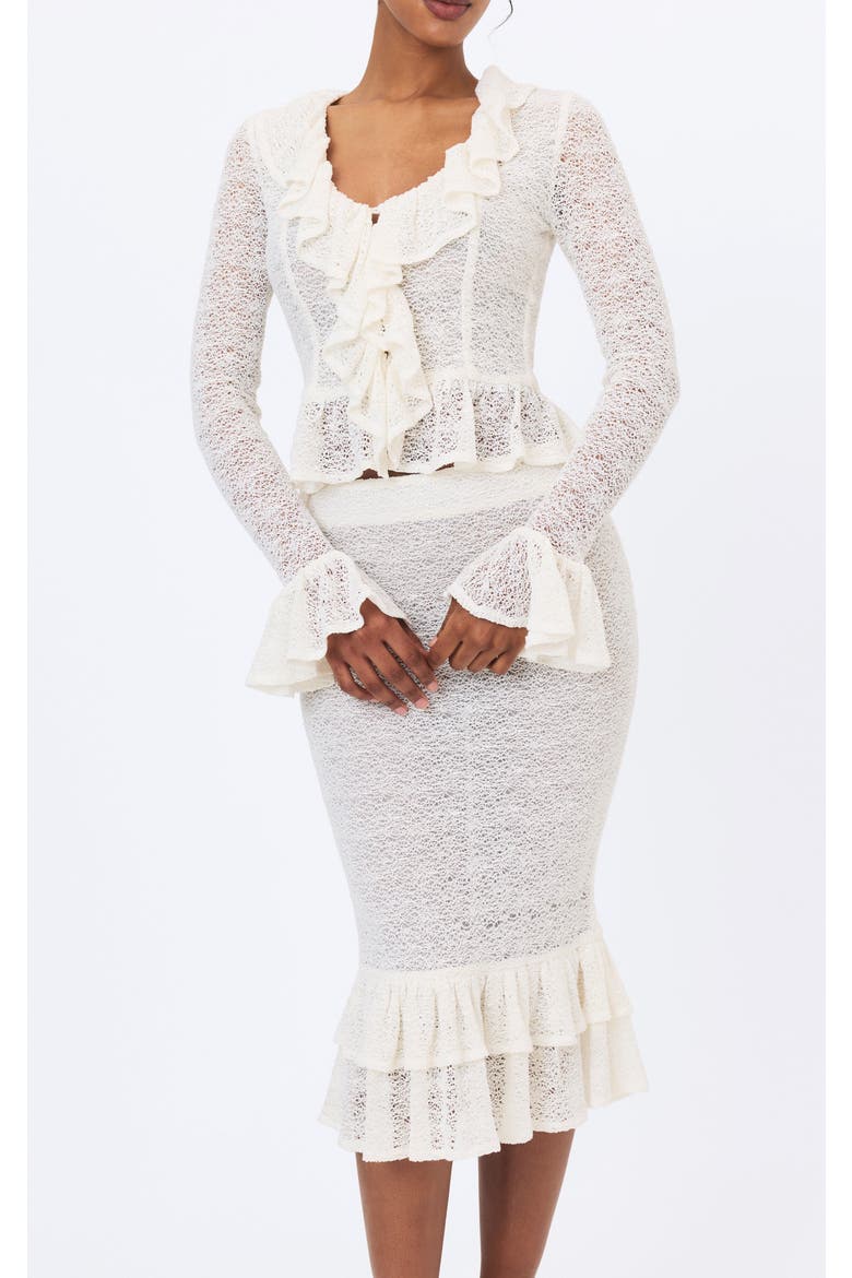 Urvi Crochet Ruffle Midi Skirt, Alternate, color, White