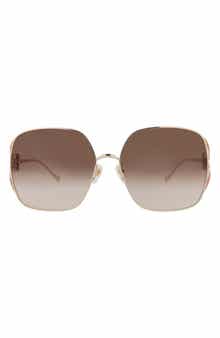 Gucci 63mm Oversized Metal Frame Sugnlasses