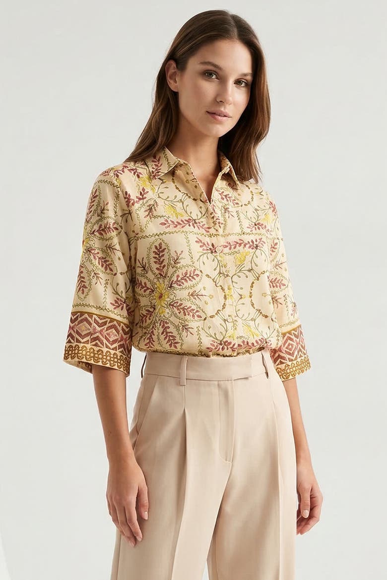 Nomi Short Sleeve Linen Shirt, Alternate, color, Multi Color
