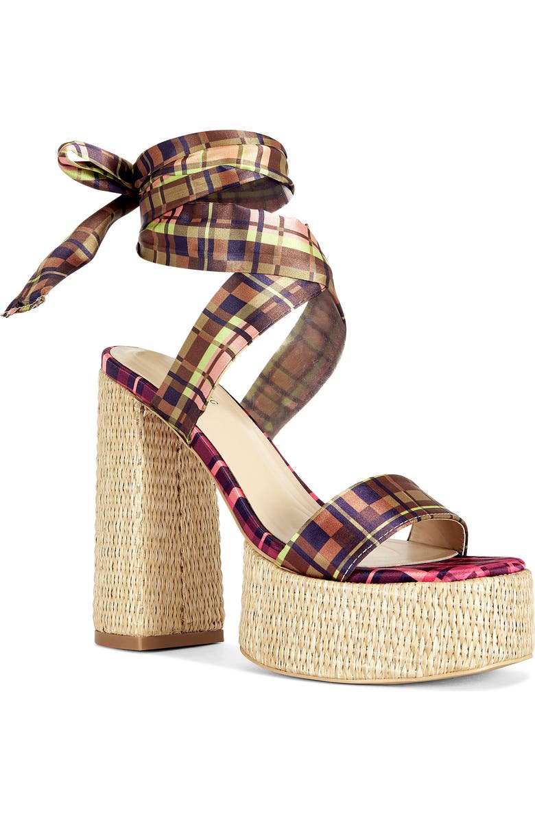 AZALEA WANG Lazuli Ankle Wrap Platform Sandal, Main, color, Orange Multi