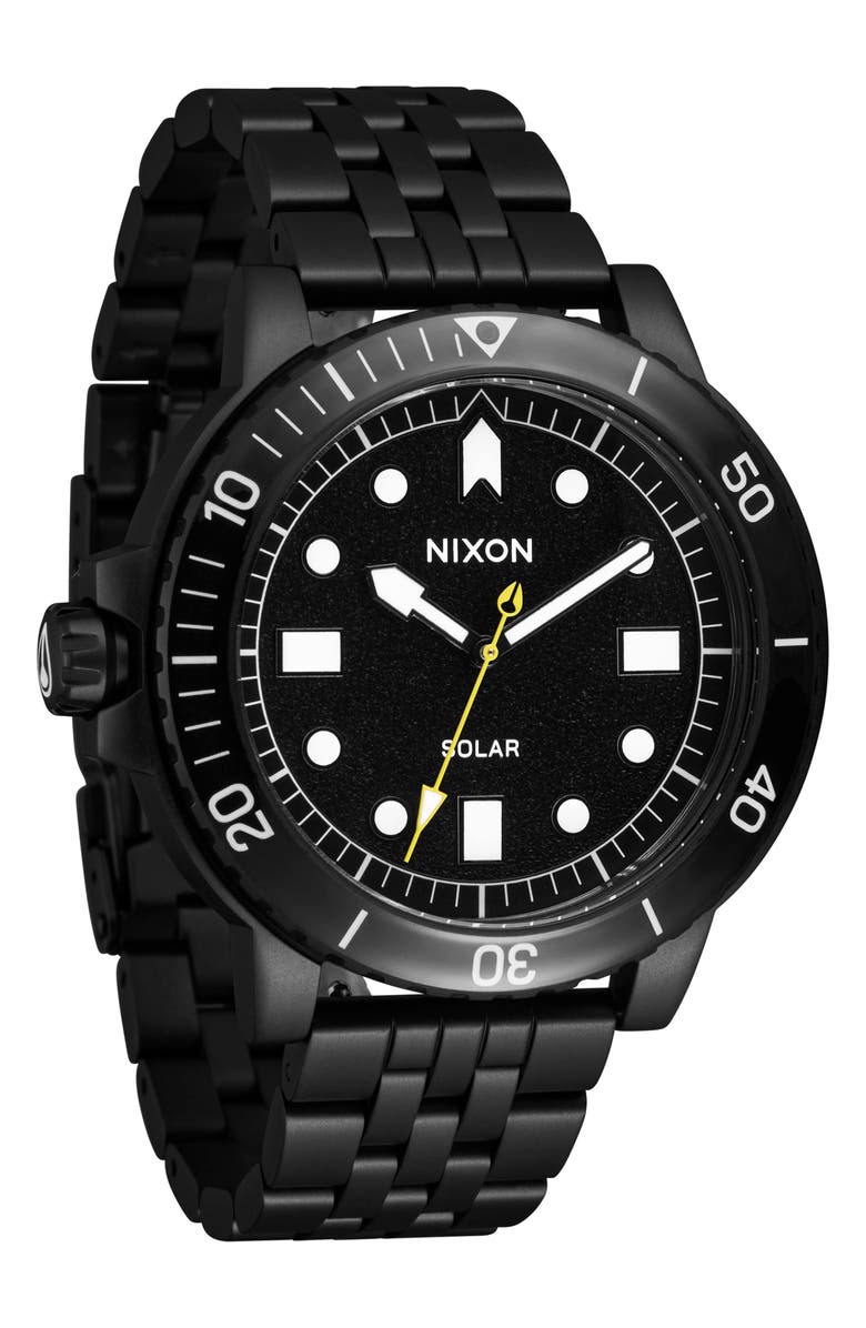 Nixon The Stinger Dive Bracelet Watch, 44mm, Alternate, color, All Matte Black / Black