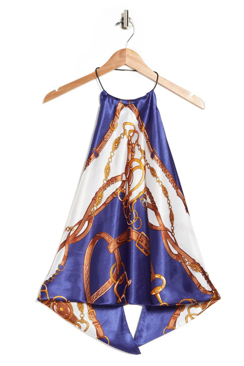 Chain Print Scarf, Alternate, color, DARK BLUE