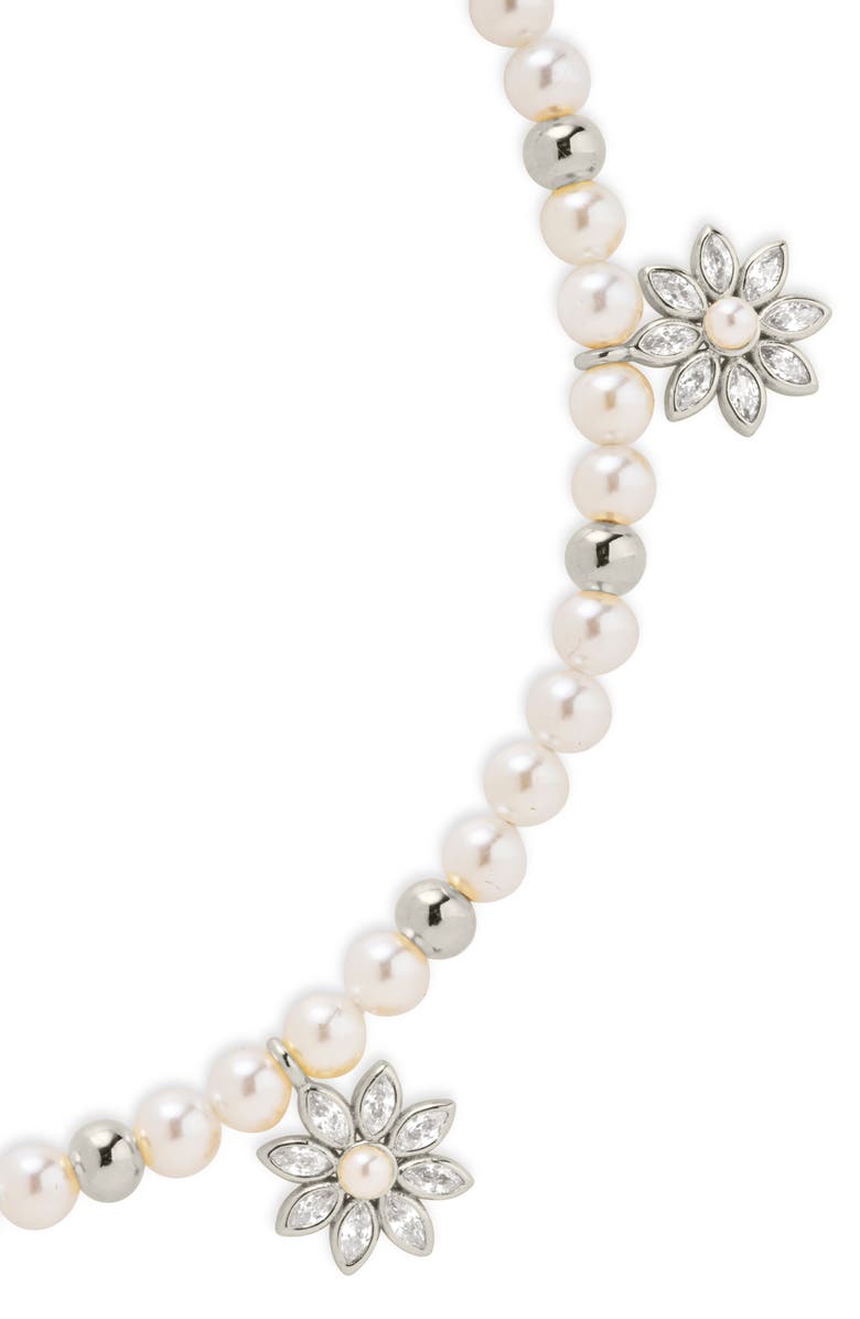 Sterling Forever Esti Cubic Zirconia & Cultured Pearl Bracelet, Alternate, color, 