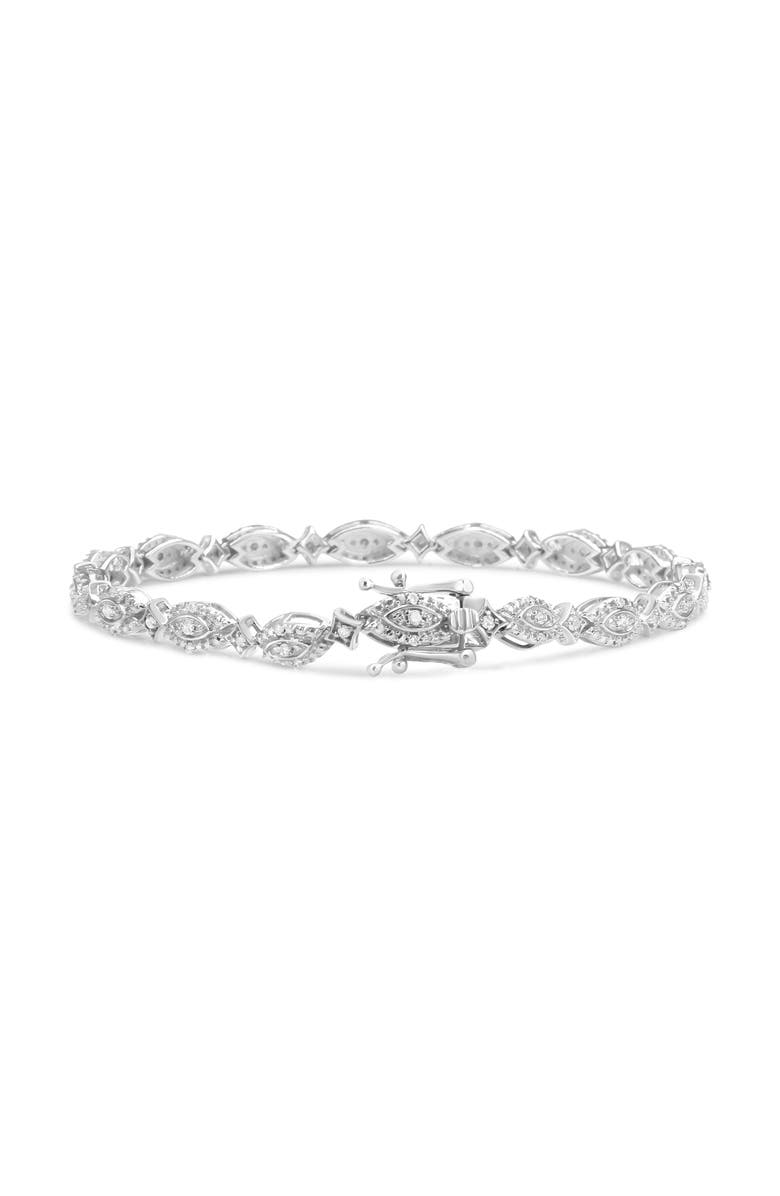 Haus of Brilliance Silver 1/2 Cttw Diamond Marquise and Starburst Shaped Link Bracelet, Alternate, color, White