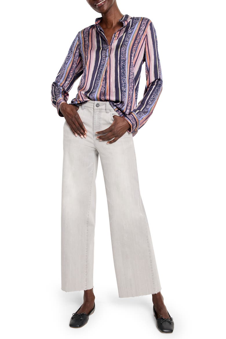 Animal Stripe Half Button Shirt, Alternate, color, INDIGO MULTI