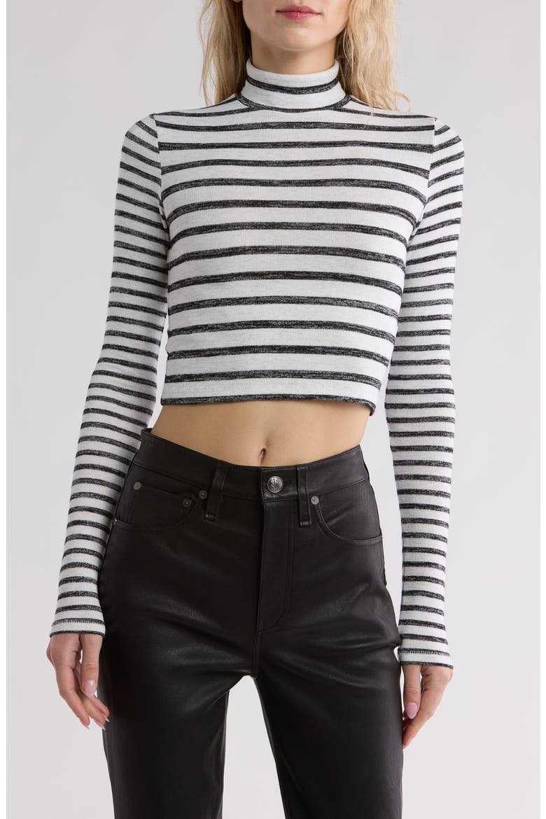 Stripe Turtleneck Long Sleeve Top, Main, color, GREY MULTI