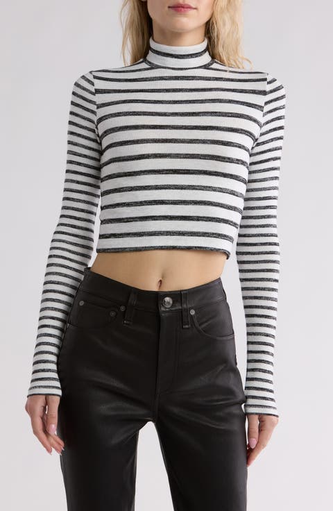 Stripe Turtleneck Long Sleeve Top