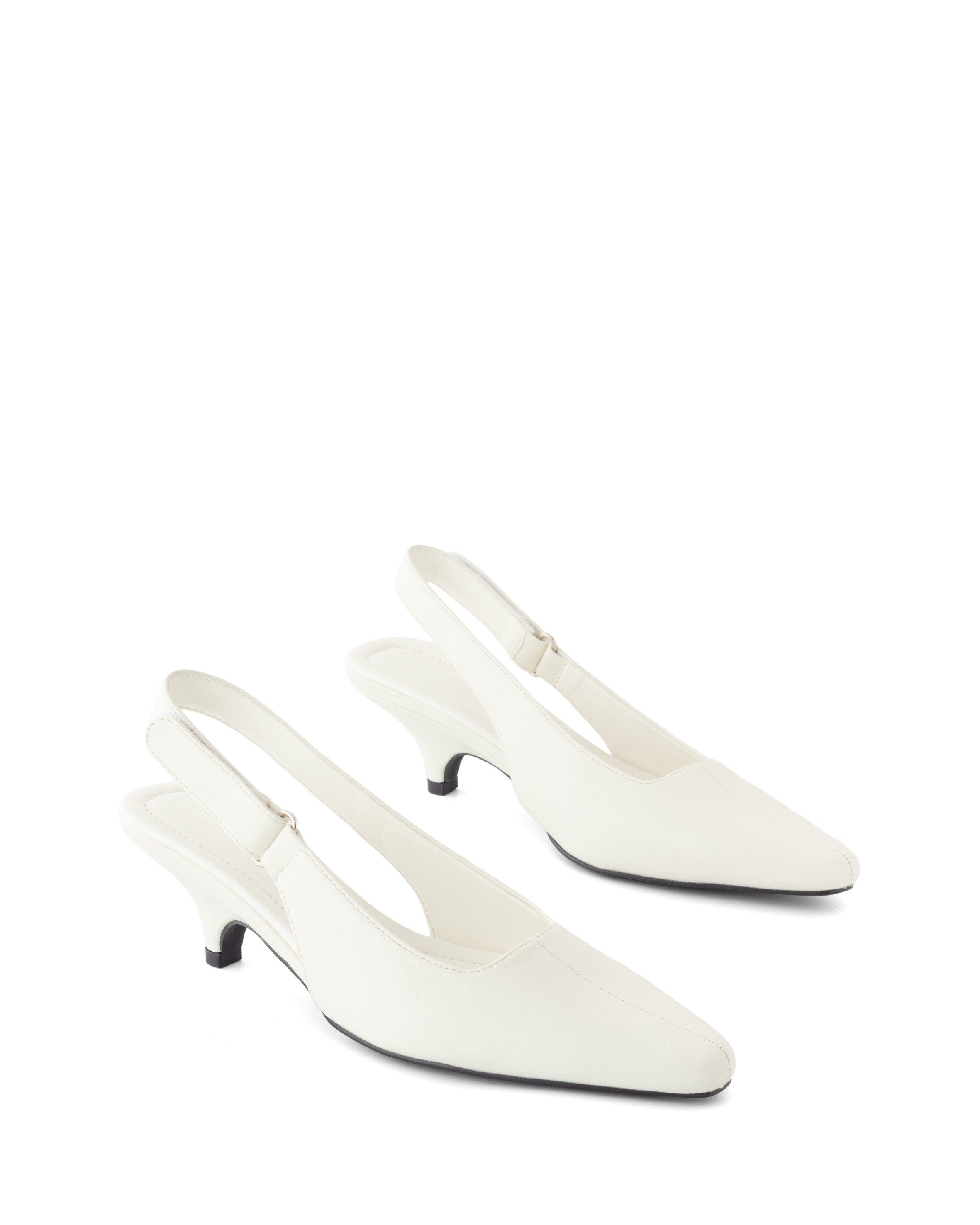 Newark Pointed-Toe Slingback Heel, Alternate, color, WHITE PU