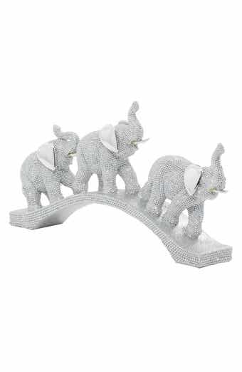 WILLOW ROW Silver Polystone Glam Elephant Sculpture