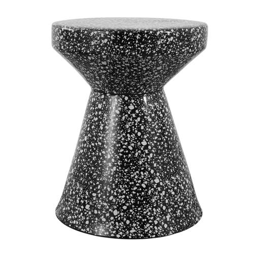 Jonathan Y Xenia 17.75" Modern Bohemian Terrazzo Indoor/outdoor Drum Accent Table In Black/white